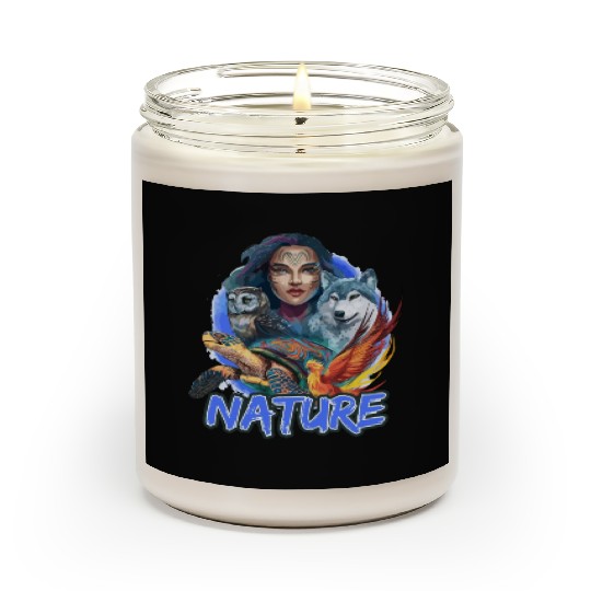 Nature-Inspired Wolf Owl Turtle Phoenix Woman Scented Candles