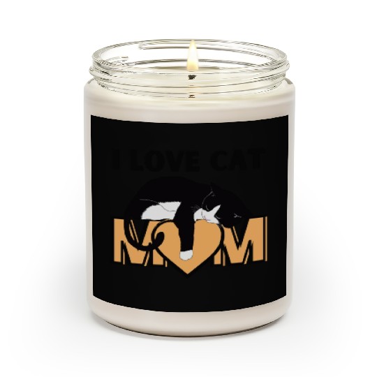 I Love Cat Mom Cats Lover Scented Candles