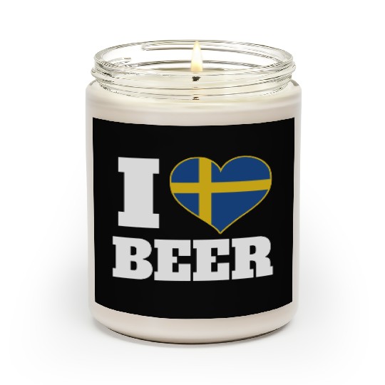I Love Beer And Sweden Patriotic Expression Scented Candles