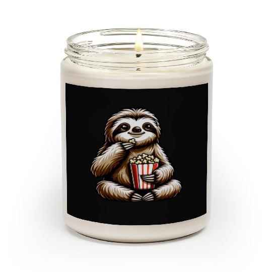 Sloth Popcorn Cinema Movie Night Scented Candles
