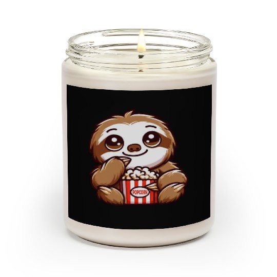 Sloth Film Critic Cinema Popcorn Lover Scented Candles