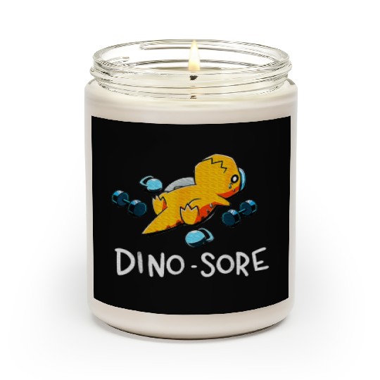Dinosaur Workout Gym Fitness Lifting Dino Sore Scented Candles