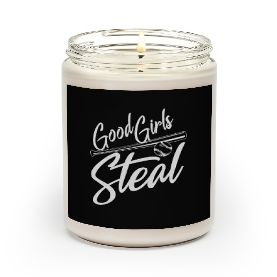Softball Art Good Girls Steal Baseball Pitcher Scented Candles