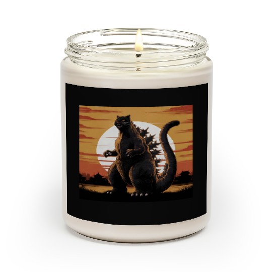 Catzilla Cat Japanese Art Funny Cat Gifts Scented Candles