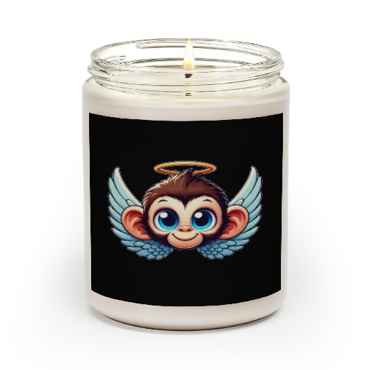 Monkey chimpanzee cartoon angel wings Scented Candles