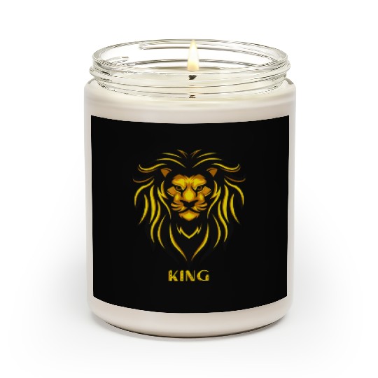 Black Yellow Lion Illustrative Scented Candles