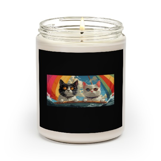 PURRCRAFT - Pride Cat Couple Sailing the Rainbow Scented Candles