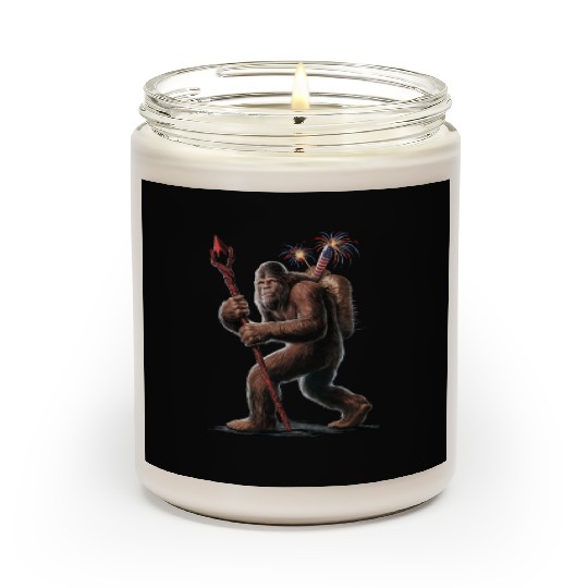 Bigfoot Fireworks 4th of July Usa Flag Sasquatch Scented Candles