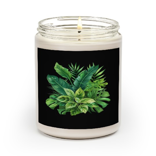 Verdant Haven: Tropical Leaf Ensemble Scented Candles