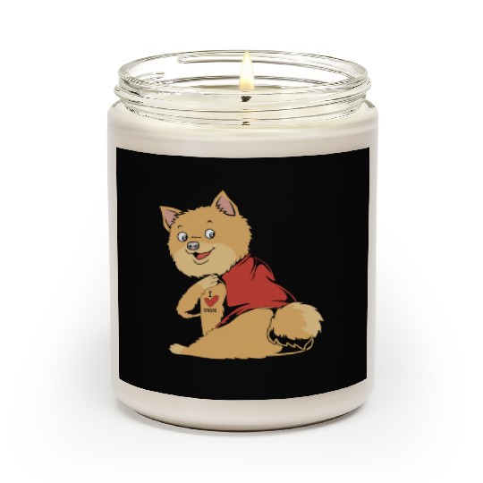 Mothers Day I Love Mom Tattoo Dog Pomeranian Scented Candles