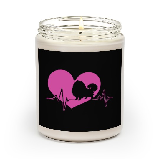 Puppy Dog Heartbeat Cute Pomeranian Silhouette Scented Candles