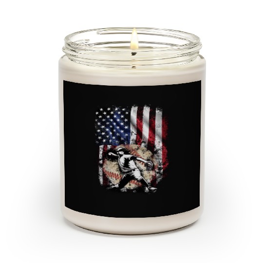 Patriotic American Flag Baseball Pitcher Scented Candles