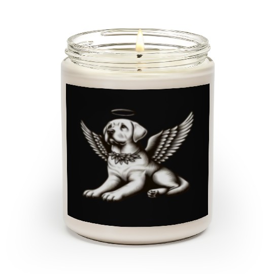 Labrador angel wings black white halo Scented Candles