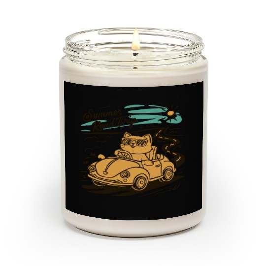Summer Road Trip Vacation Cat lover Gift Scented Candles