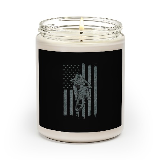 Dirt Bike US Flag Motocross Biker American Flag Scented Candles