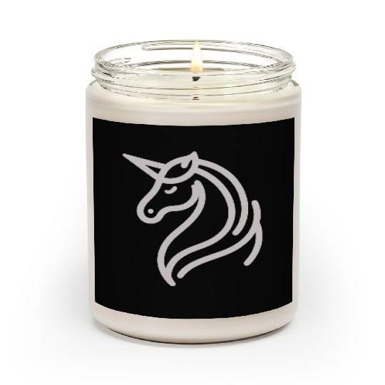 Minimalist Unicorn Symbol - light pink gray Scented Candles