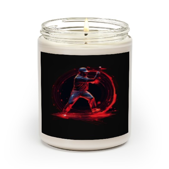 Baseball Pitcher in Red Neon, Pop Art Scented Candles