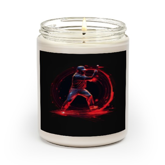 Baseball Pitcher in Red Neon, Pop Art Scented Candles