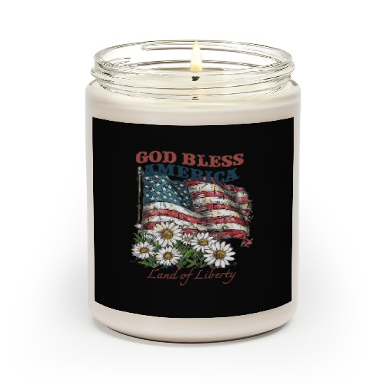God Bless America 4th Of July US Flag Daisy Scented Candles