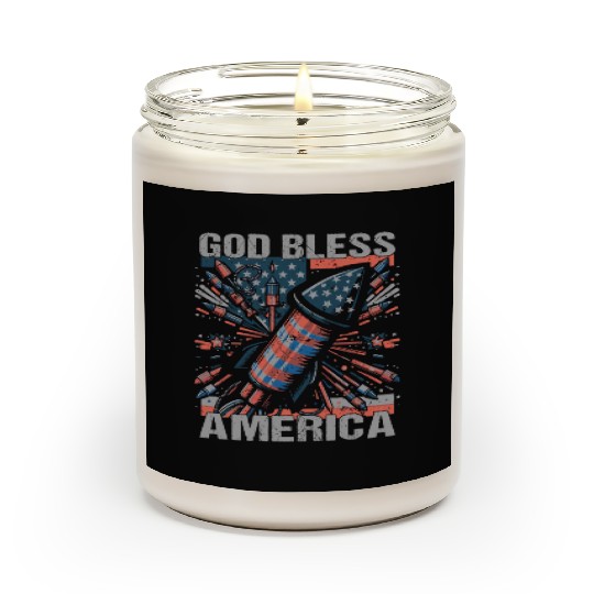 God Bless America Retro US Flag Funny Fireworks Scented Candles