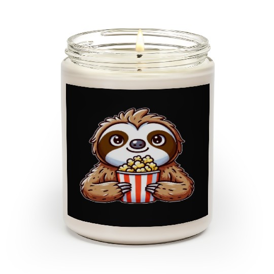Funny sloth popcorn cinema movie Scented Candles