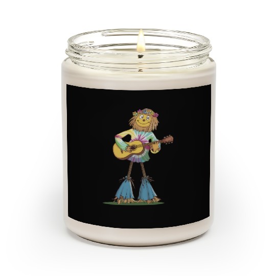 Hippie Scarecrow Playing Guitar Scented Candles