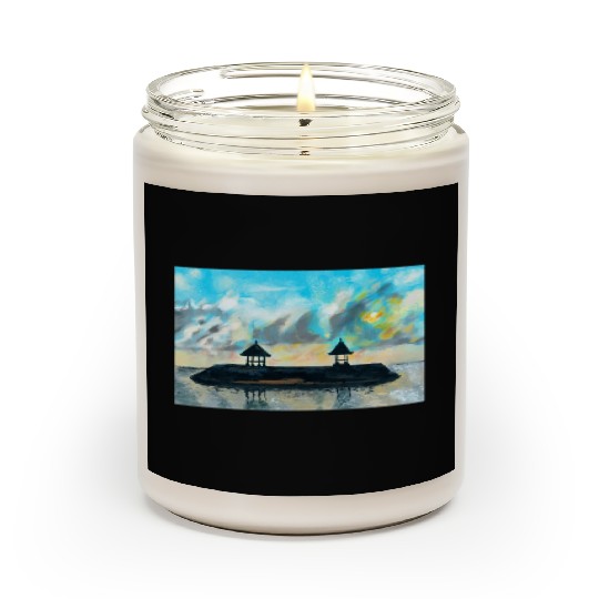 Peaceful sunset on beach scene with acrylic Scented Candles