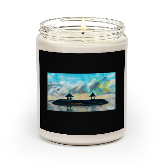 Peaceful sunset on beach scene with acrylic Scented Candles