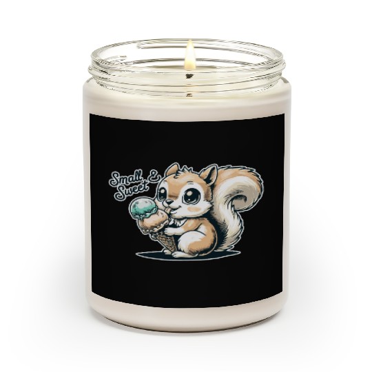 Cute cartoon squirrel with ice cream Scented Candles