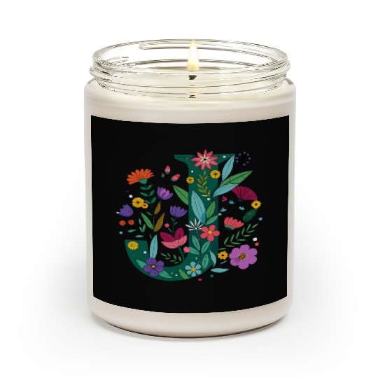Individual Alphabet Wildflower Green Letter J Scented Candles