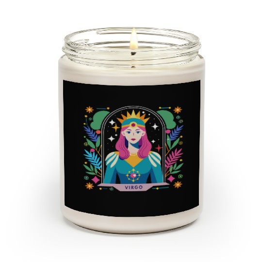 Floral Virgo Tarot Zodiac Graphic Scented Candles