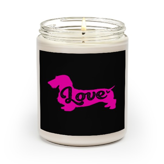 Dog Silhouette I Love My Wirehaired Dachshund Scented Candles