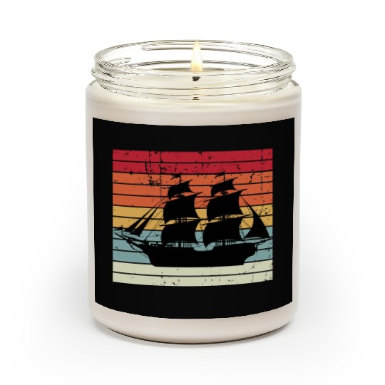 Vintage Retro Sun Set Pirate Ship Scented Candles