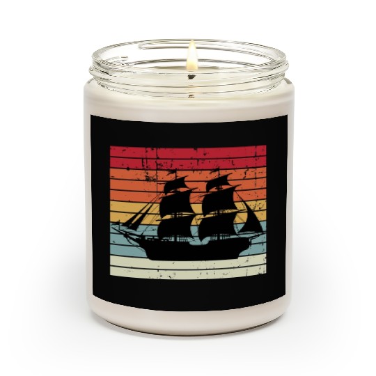 Vintage Retro Sun Set Pirate Ship Scented Candles