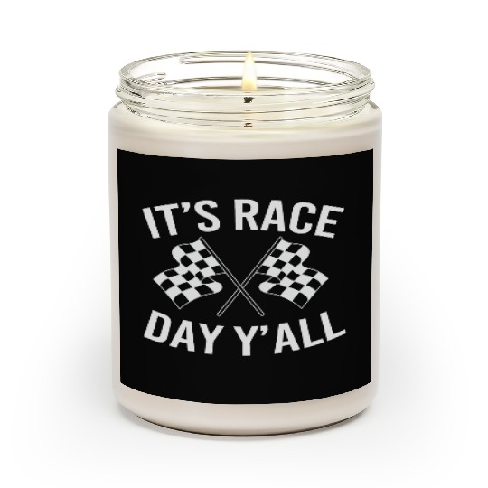 Drag Racing Racetrack Checkered Flag Race Day Scented Candles