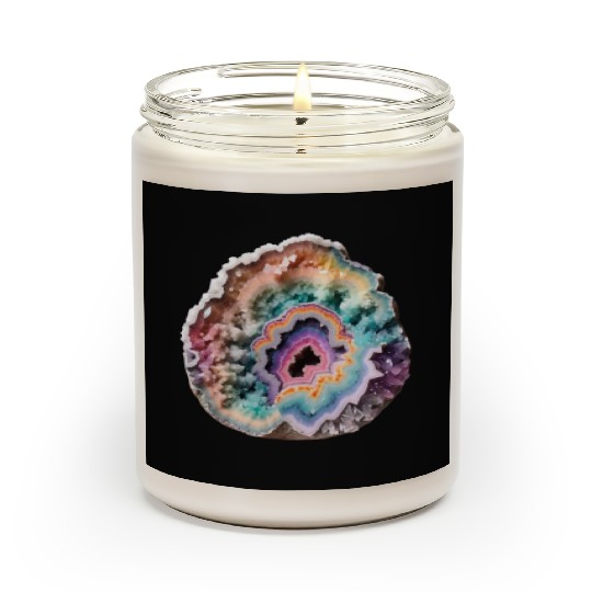 Fantasy Pastel Rainbow Geo Stone Crystal Scented Candles