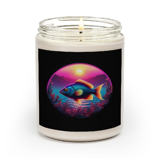 Synthwave Fish and Coral and a Sunset and Ocean Scented Candles