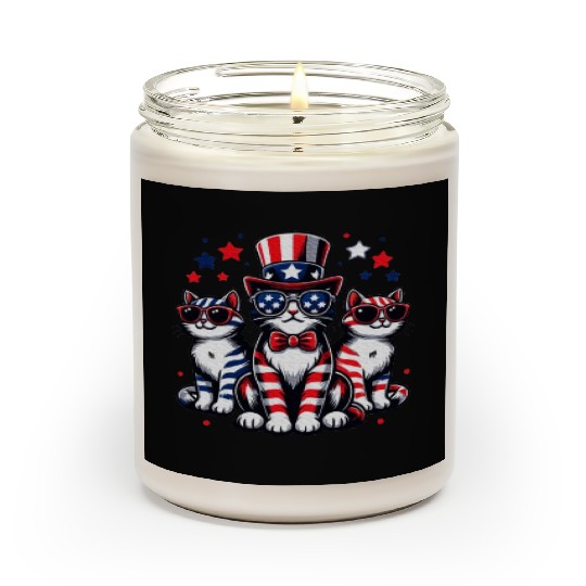 Patriotic Cat Fourth Of July Kitten Cat Lover Scented Candles