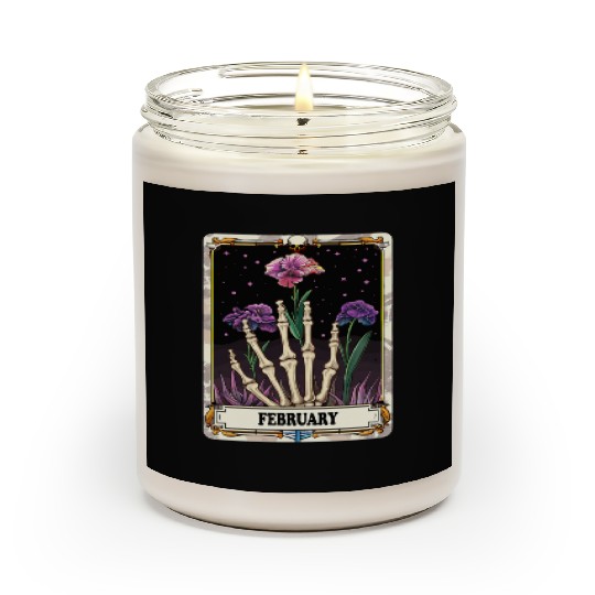 February Gothic Tarot Card - Violet Flower & Skele Scented Candles