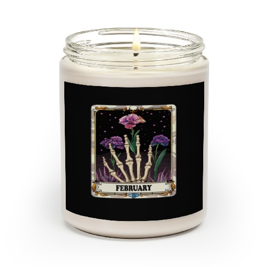 February Gothic Tarot Card - Violet Flower & Skele Scented Candles