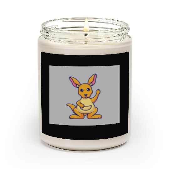 Cute Kangaroo Waving Hand: Cartoon Vector Icon Ill Scented Candles