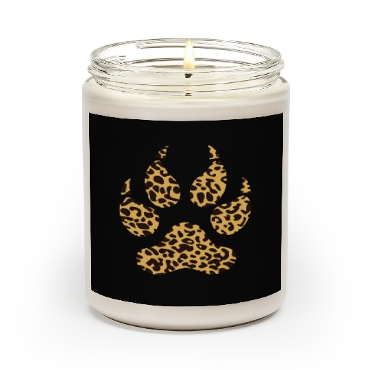 Leopard Paw Funny Jaguar Animal Lover Pawprint Pun Scented Candles