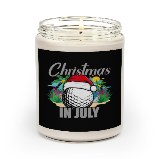 Christmas in July Golf Santa Hat Funny Summer Scented Candles