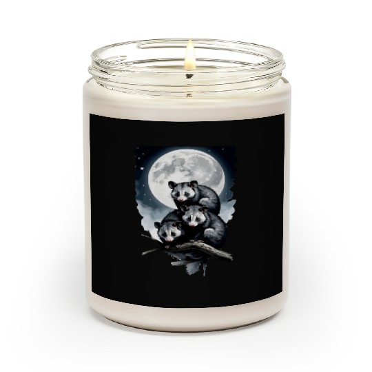 Opossum on Tree at Night Animals Lover Design Scented Candles