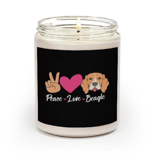Beagle Dog Mom Mothers Day Peace Love Beagles Scented Candles