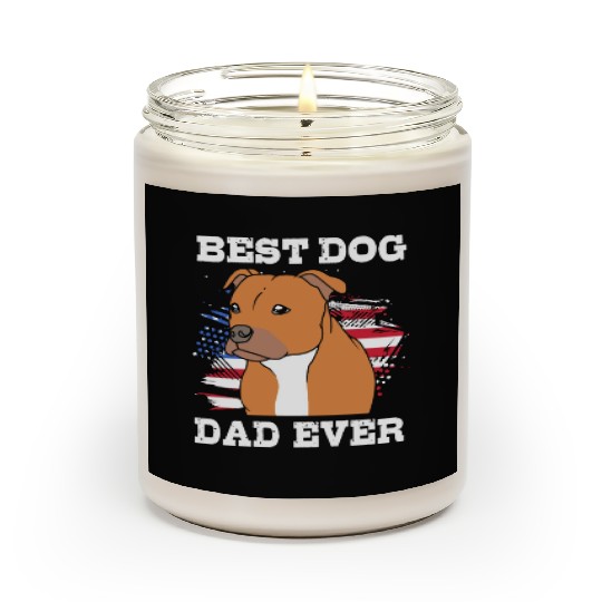 Fathers Day Dog Dad With American Flag Staffy Dad Scented Candles