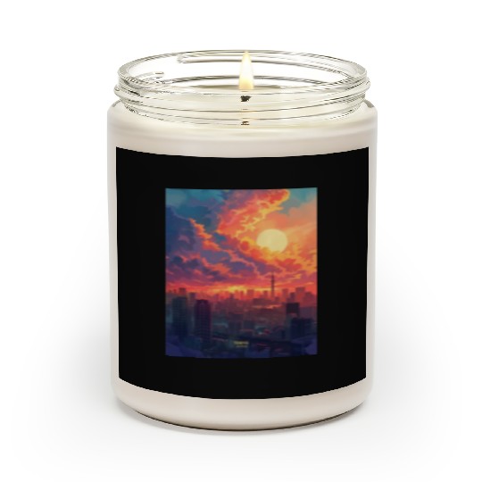Beautiful Sunset in Tokyo City Japan Scented Candles