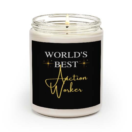 World s Best Auction Worker Funny Job Auction Scented Candles