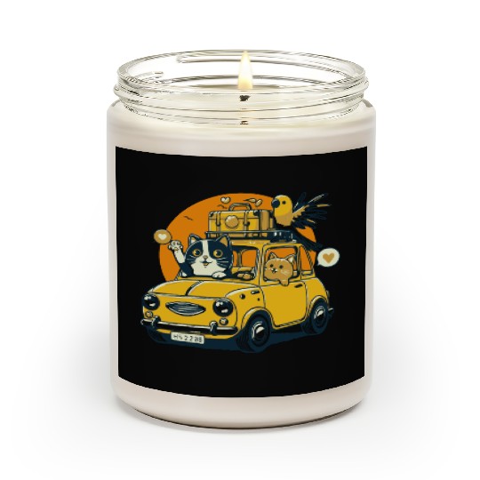 Road Trip by Car : Life's Better with Cat Friends Scented Candles