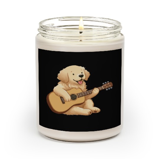 Golden Retriever playing guitar Scented Candles